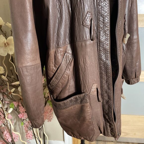 100% lambskin leather jacket women With Hood Vintage Super Soft Small - Picture 14 of 16